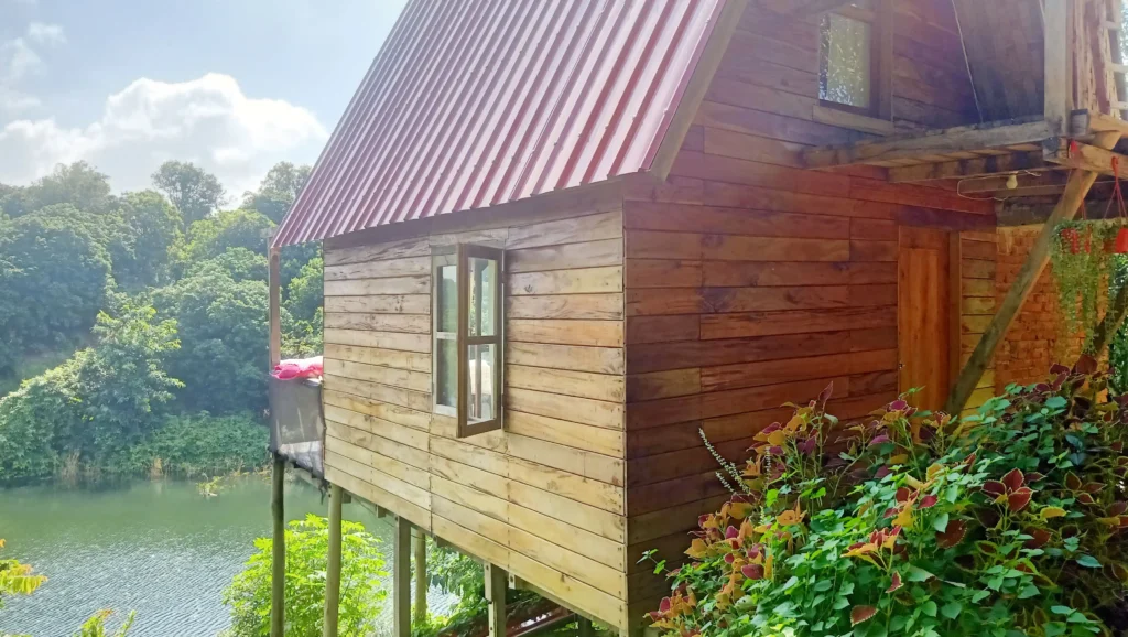 Lakeside A frame house from outside